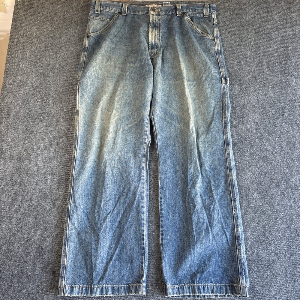 Levi Strauss Signature Mens Carpenter Jeans Blue Denim 40x32 Loose Fit Workwear